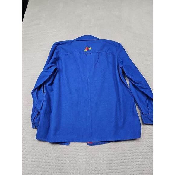 Quacker Factory Shirt Womens XL Blue Corduroy Button Down Embroidered Apple - Picture 5 of 6